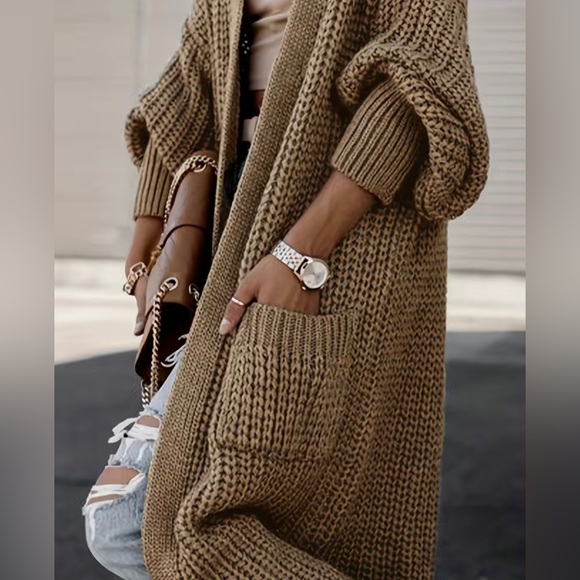 ⚜️New Temu Long Open Cardigan Sweater With Pockets⚜️ - Picture 3 of 6
